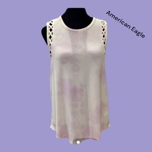 American Eagle Tie Dye Lavender & White Sleeveless Tank Top. Size Medium
